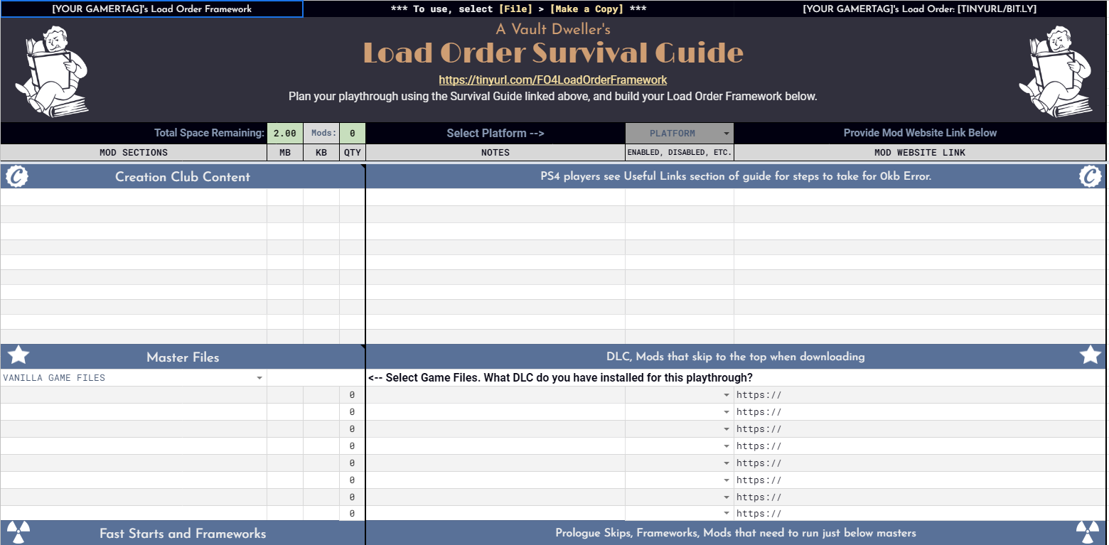FO4 Load Order Framework Template