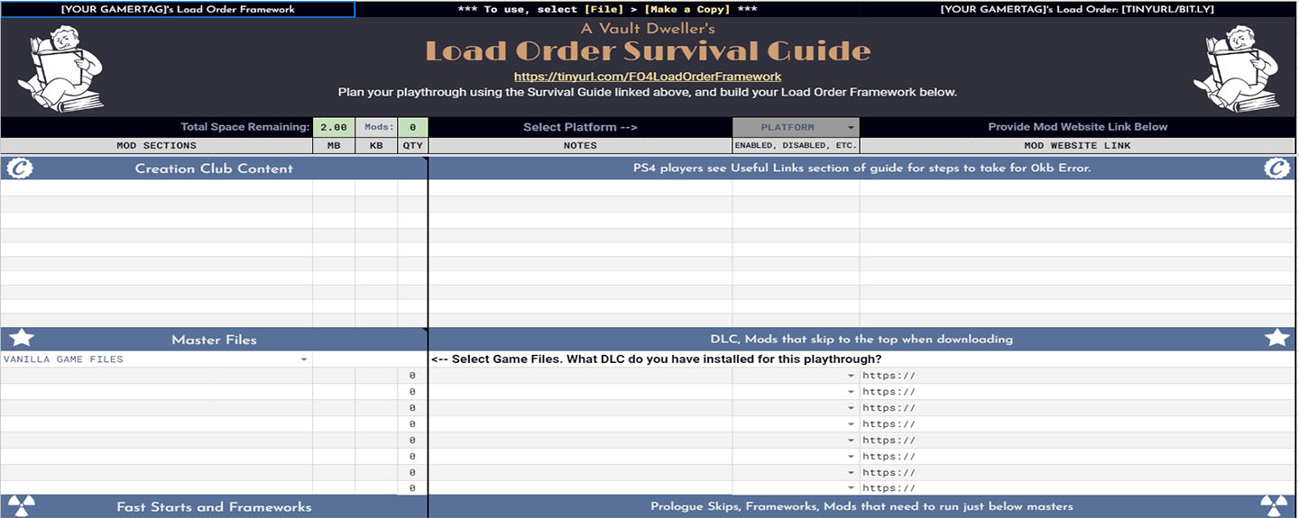 Fallout 4 Load Order Blank Template